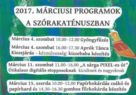 Szórakaténusz Játékmúzeum és Műhely programok márciusban