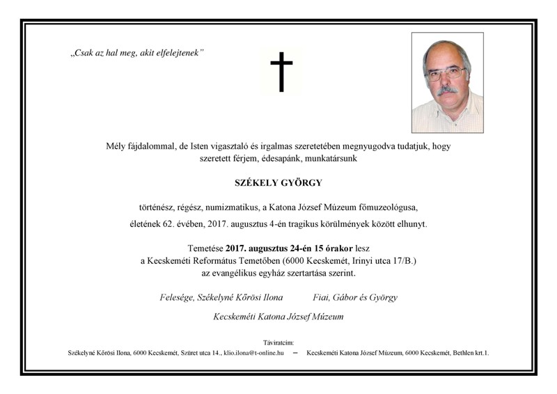 Végső búcsú Székely György muzeológustól