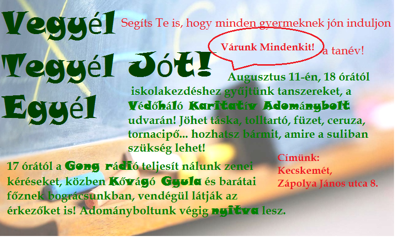 A Védőháló Karitatív Egyesület felhívása jótékonykodásra