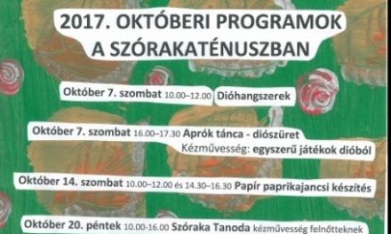 2017. októberi programok a Szórakaténuszban