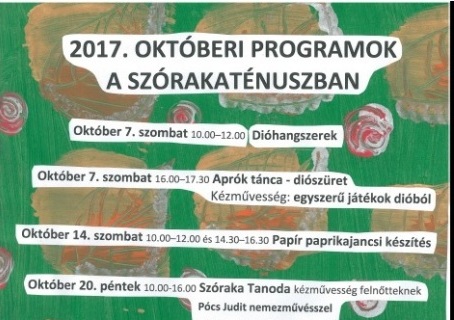 2017. októberi programok a Szórakaténuszban