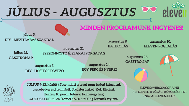 Az Eleven Ifjúsági Közösségi Tér szünidei felhívása