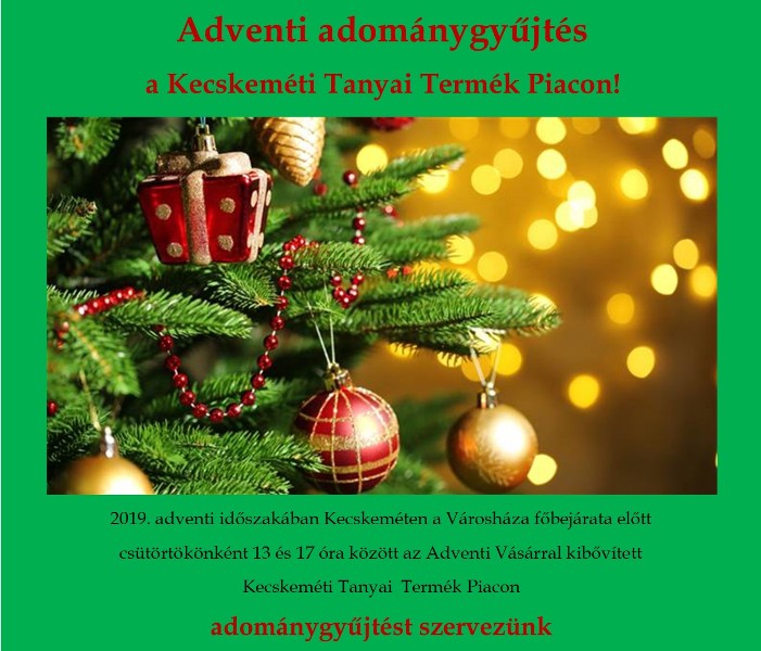 Adventi adománygyűjtés a Tanyai Termék Piacon