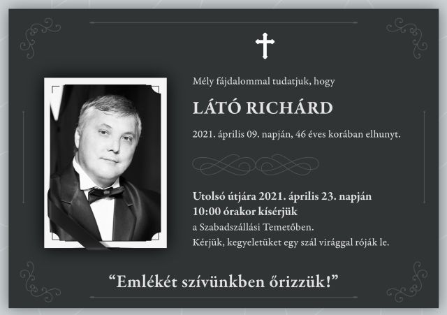 Végső búcsú Látó Richárdtól április 23-án