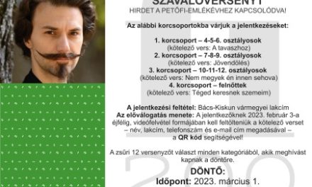 ZÁRUL A JELENTKEZÉS A SZAVALÓVERSENYRE!