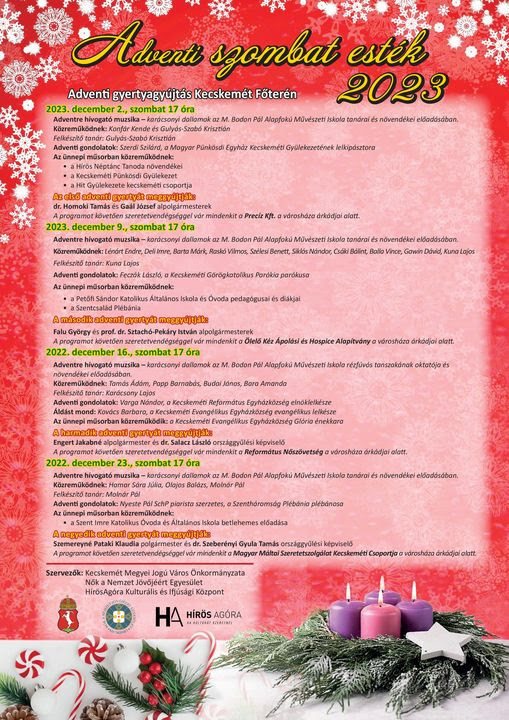 Adventi gyertyagyújtás Kecskemét főterén