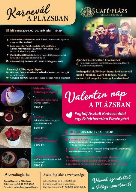 Café Plázs Dessert & Boutique programajánló