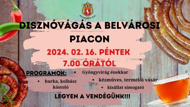Disznóvágás a kecskeméti belvárosi piacon