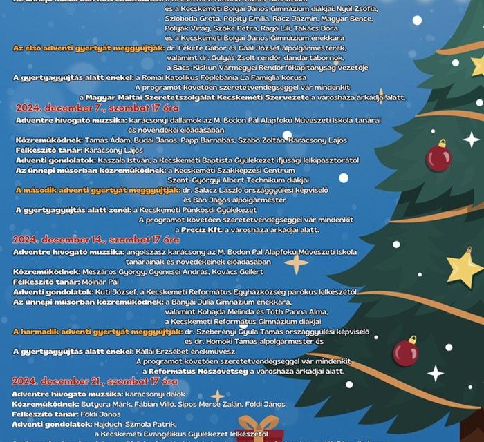 Adventi gyertyagyújtás Kecskemét Főterén