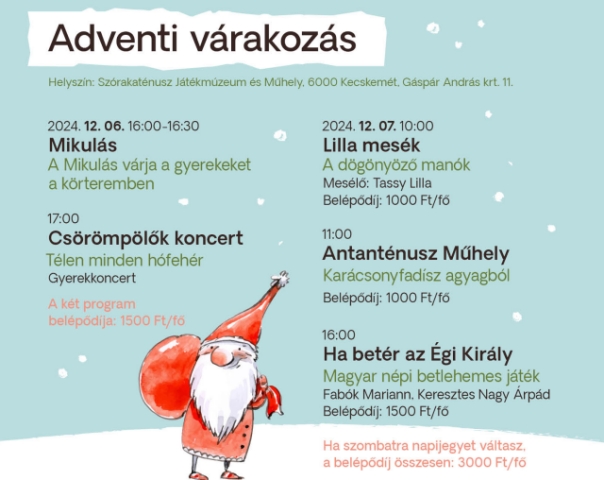Decemberi programok a Szórakaténuszban