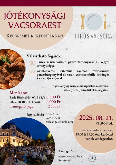 17. Jótékonysági Hírös vacsora