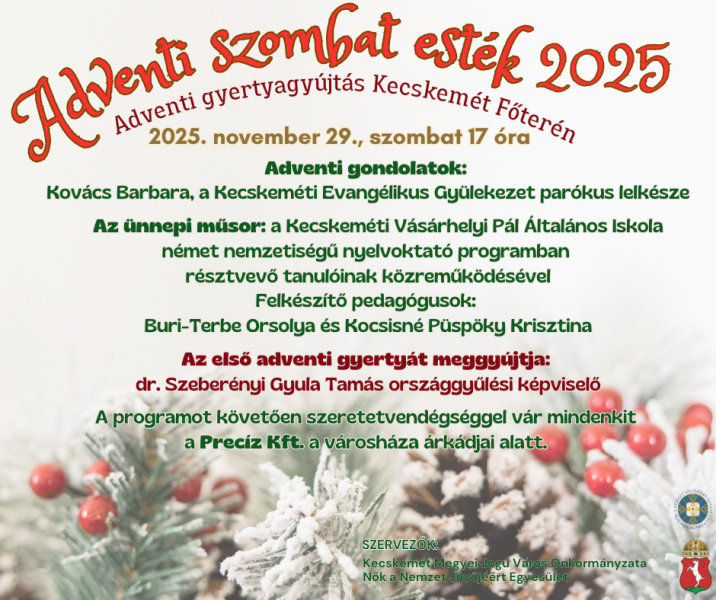Adventi szombat esték Kecskeméten - 2025.