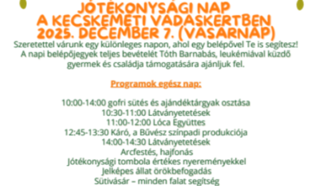Jótékonysági nap a KECSKEMÉTI VADASKERTBEN