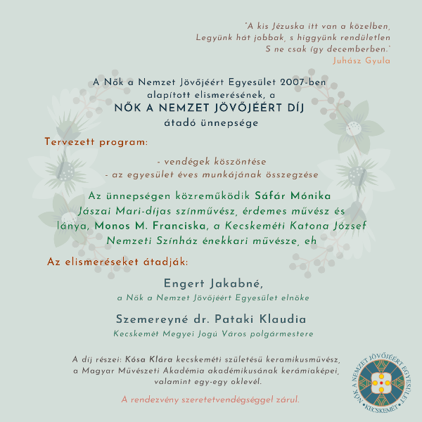 A Nők a Nemzet Jövőjéért díj átadó ünnepsége
