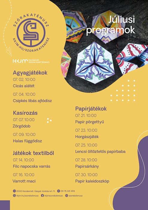 Antanténusz Műhely - Szórakaténusz Játékmúzeum és Műhely Júliusi programok