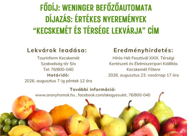 Felhívás a X. Aranyhomok térségi lekvárversenyre